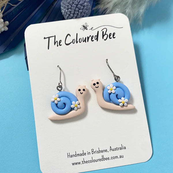 The Coloured Bee | Snail Dangles - Bluey