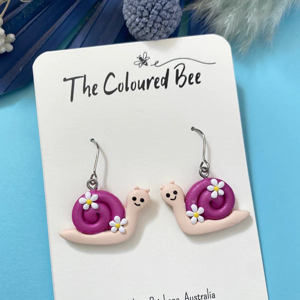 The Coloured Bee | Snail Dangles - Magenta