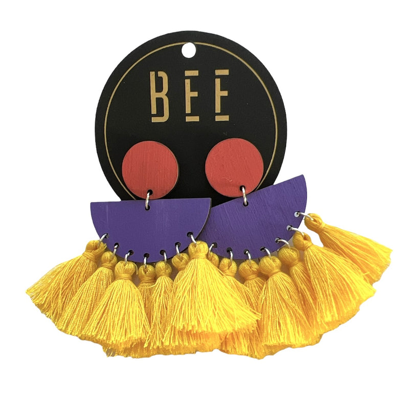 BEE |  Drop Earrings | Peach purple yellow