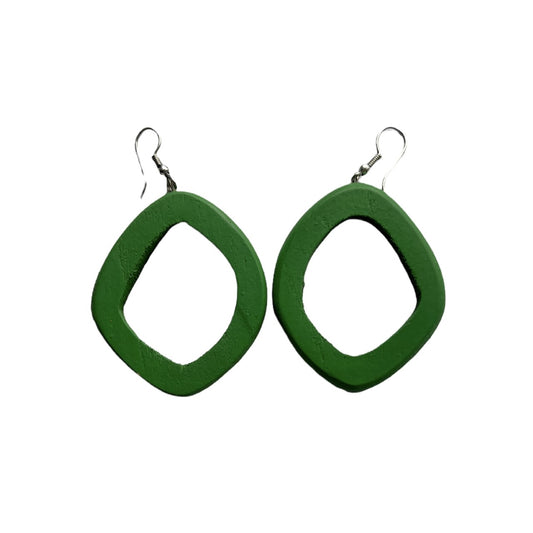 TID | Wood Oval Drops - Dark Green