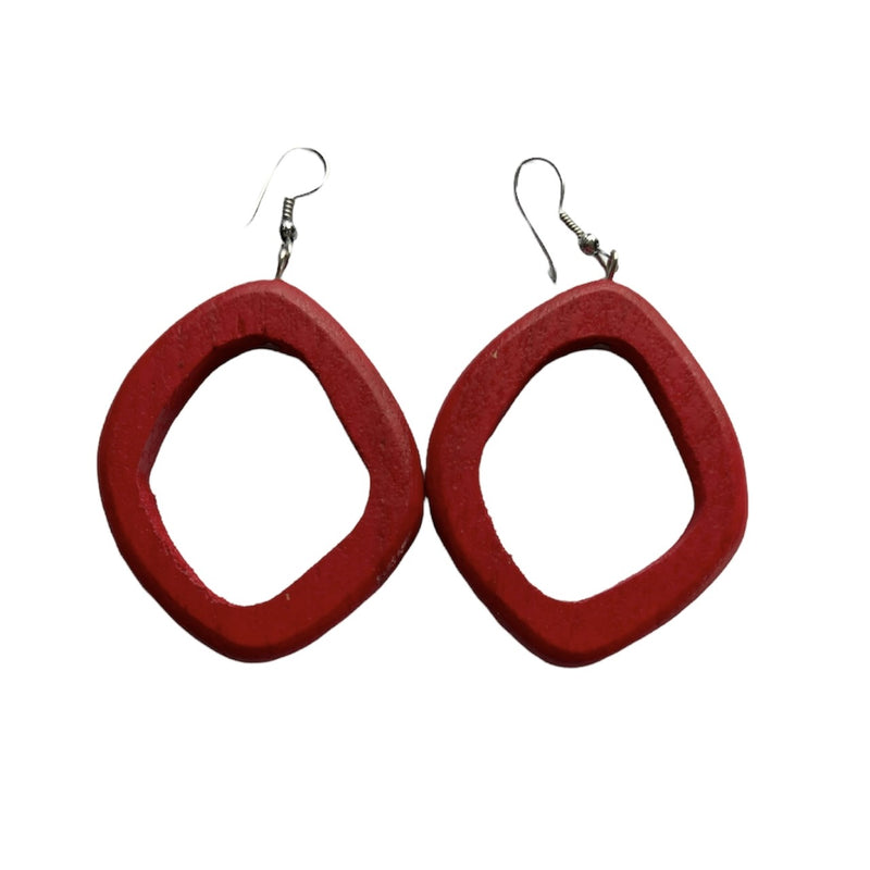 TID | Wood Oval Drops - Red
