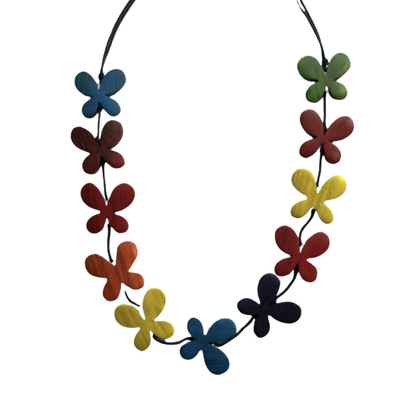 TID |  Wooden Butterfly Necklace - Multi