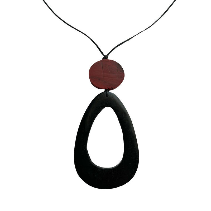 TID |  Wooden Necklace - Red & Black