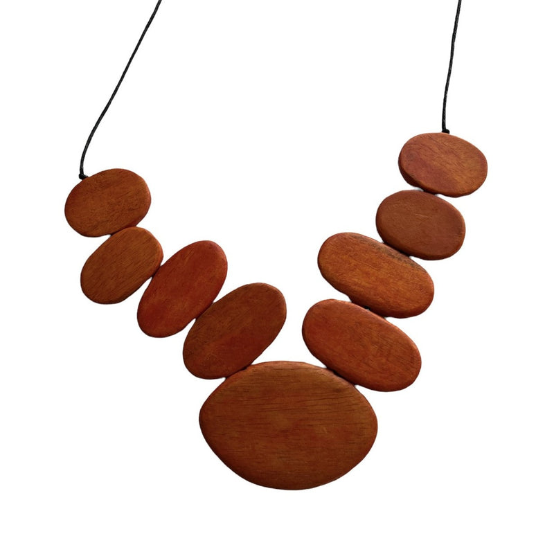 TID |  Wooden Necklace - Orange Shapes