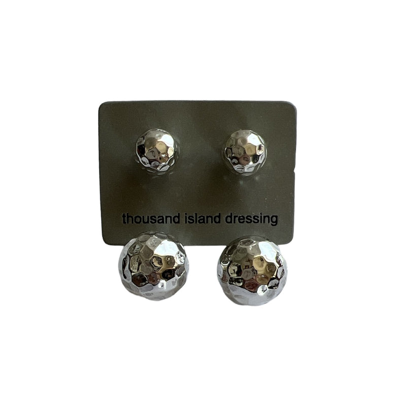TID | Sterling Silver Hammer Double Ball Studs