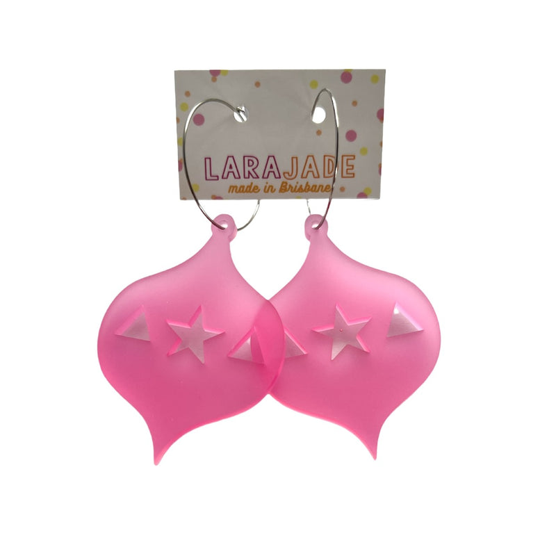 Lara Jade | Pink Christmas Ornament Hoops