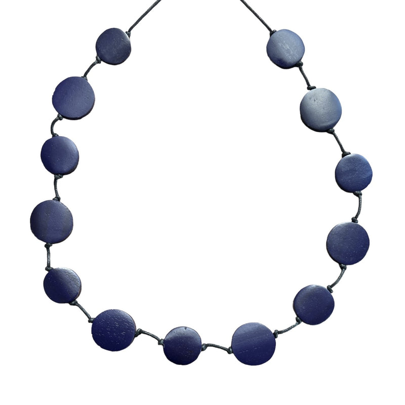 TID |  Wooden Disc Necklace - Navy