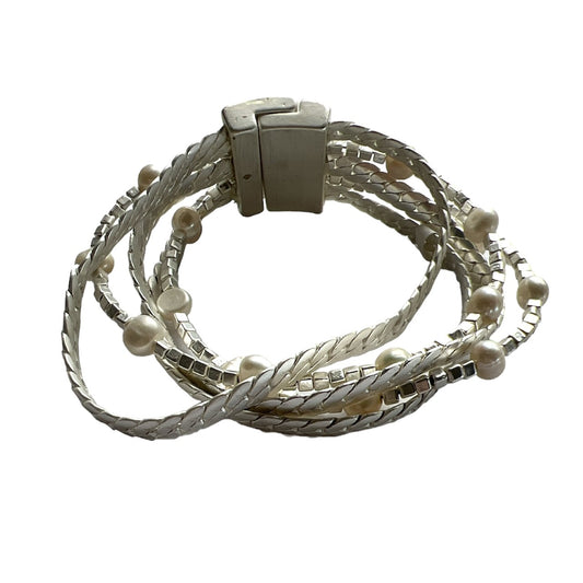TID | Silver Multi Strand Cuff With Pearls