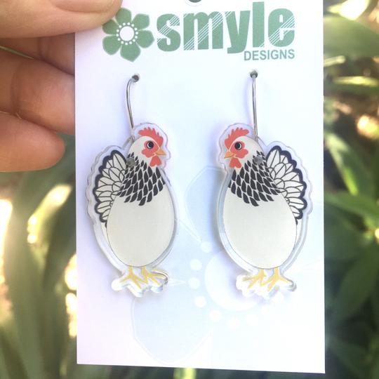 Smyle Designs | White Chicken Earrings